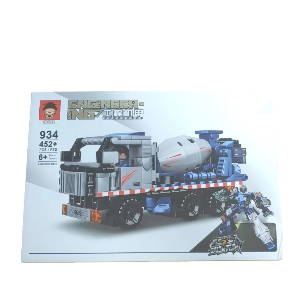 New Engineering Building Block Set Cement Mixer Tranforms Robot 452 Pcs